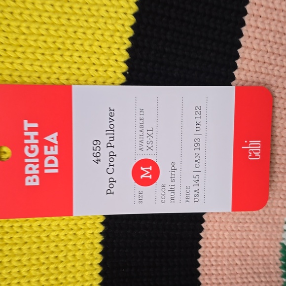 CAbi Pop Crop Pullover Multi-stripe Sweater Medium Nwt New M - Picture 5 of 8